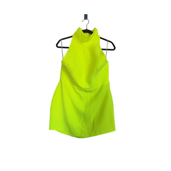 ALEX PERRY Colton Turtleneck Mini Dress Neon Yellow UK14/US10 - Picture 4 of 8